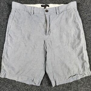 BANANA REPUBLIC Aiden Shorts Mens 33 Gray Linen Cotton Blend Chino Summer Casual